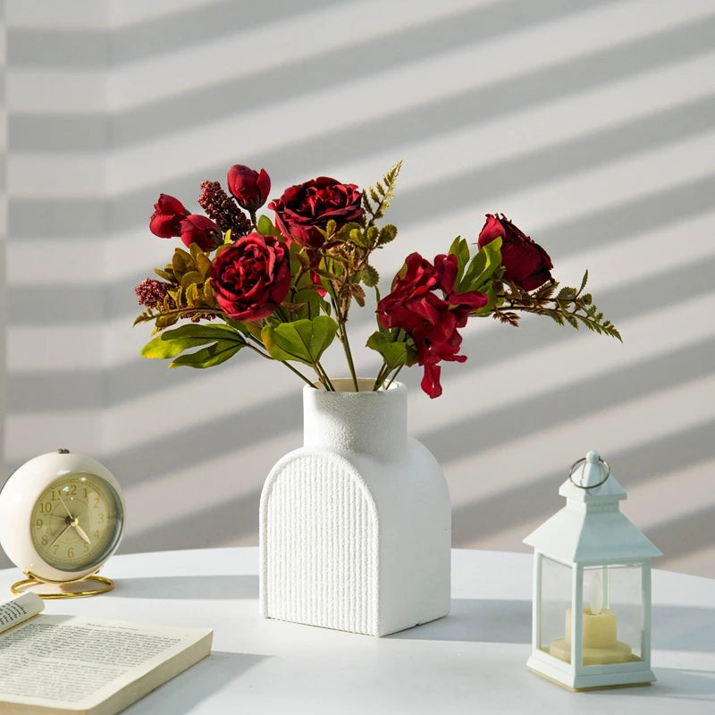 Modern White Decorative Vase – Minimalist Flower Vase for Home & Table Decor