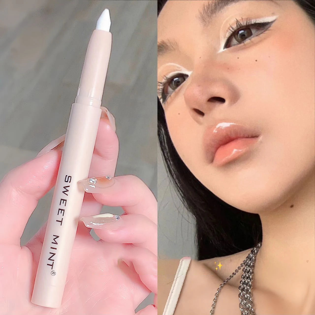 Crayon Eyeliner Blanc Pailleté – 15 Couleurs, Mat Marron, Rose, Effet Perlé, Maquillage des Yeux, Stylo Silkworm, Illumine le Regard