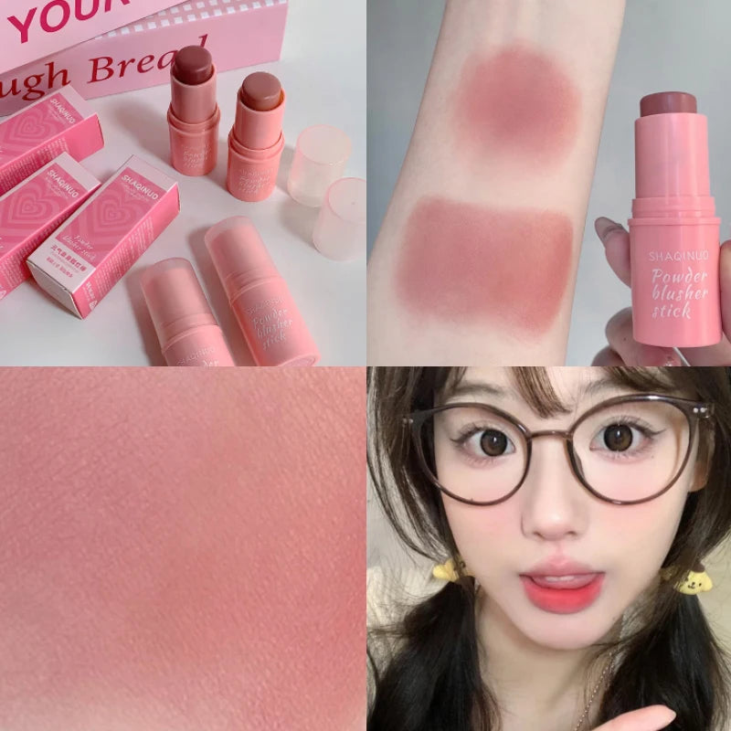 Blush stick énergisant – Fini mat naturel, texture crémeuse, facile à estomper – Pour un teint frais et éclatant