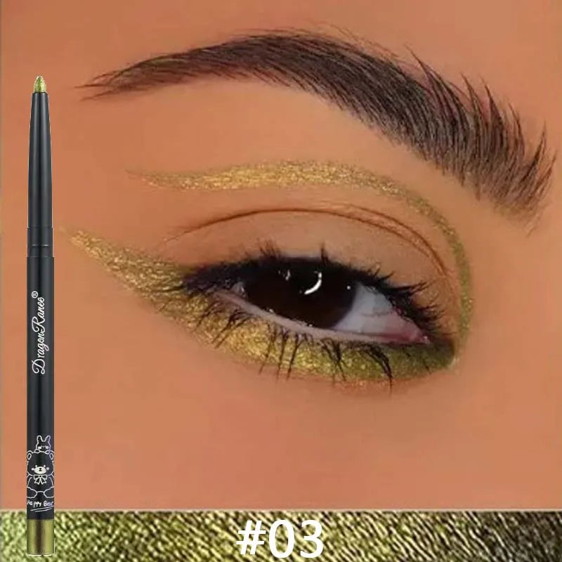 Stylo Gel Eyeliner caméléon, imperméable, brillant, chromé, ombre à paupières, crayon à paillettes, perle, vert, or, couché, ver à soie, maquillage pour les yeux