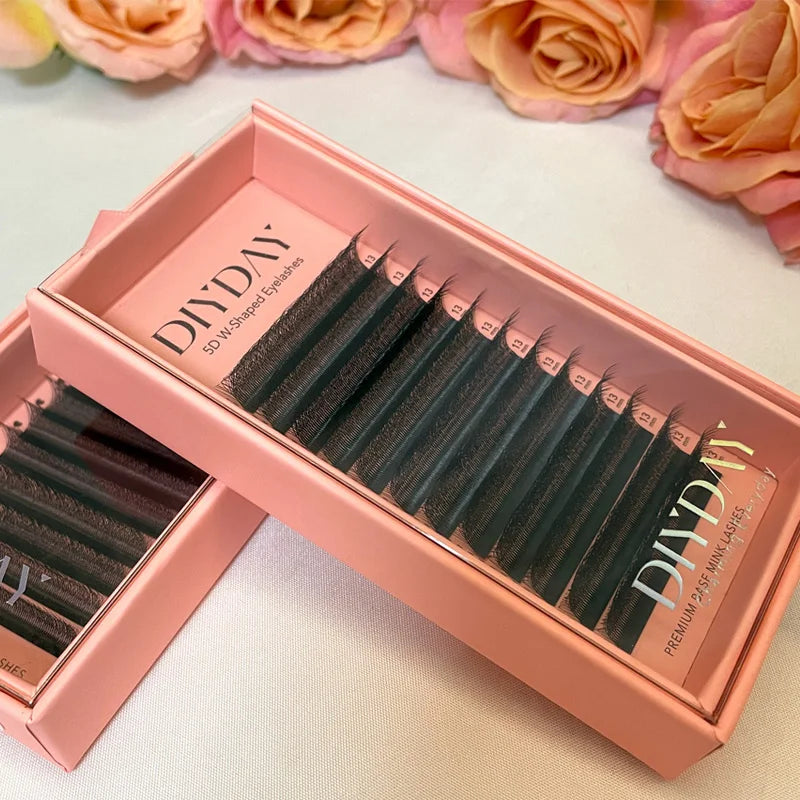 Extensions de cils en forme de W – Cils Bloom prémontés 3D, 4D, 5D, 6D, 7D, 8D, naturels et doux – Éventails d’extensions de cils