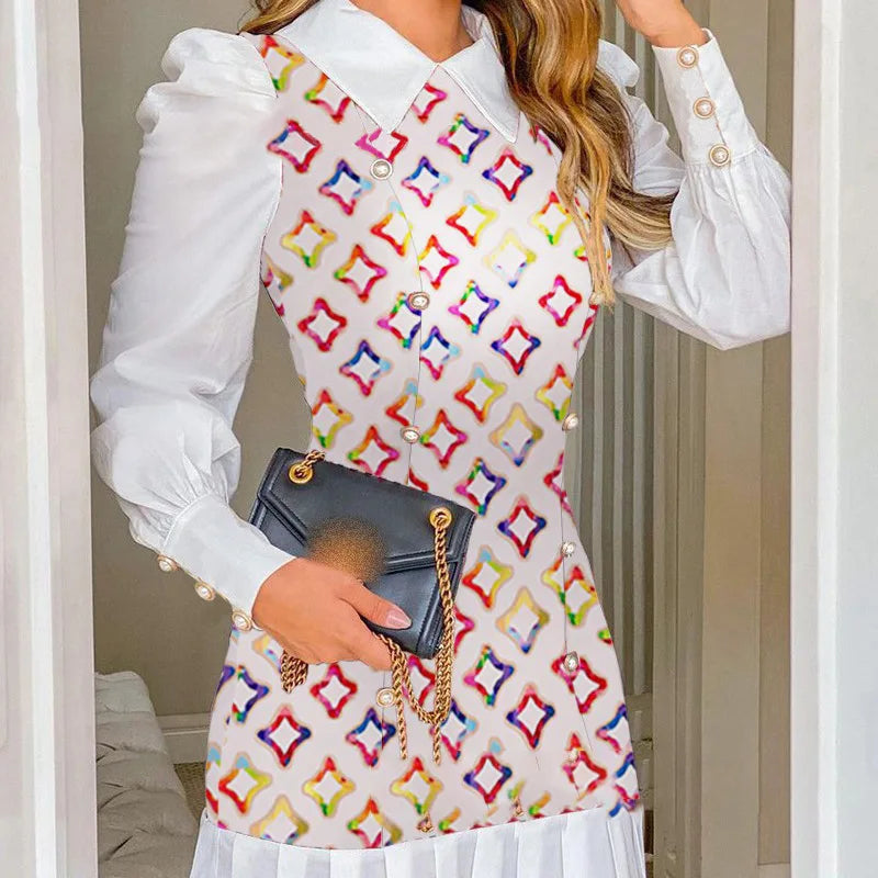 Robe Courte Élégante à Col Chemise