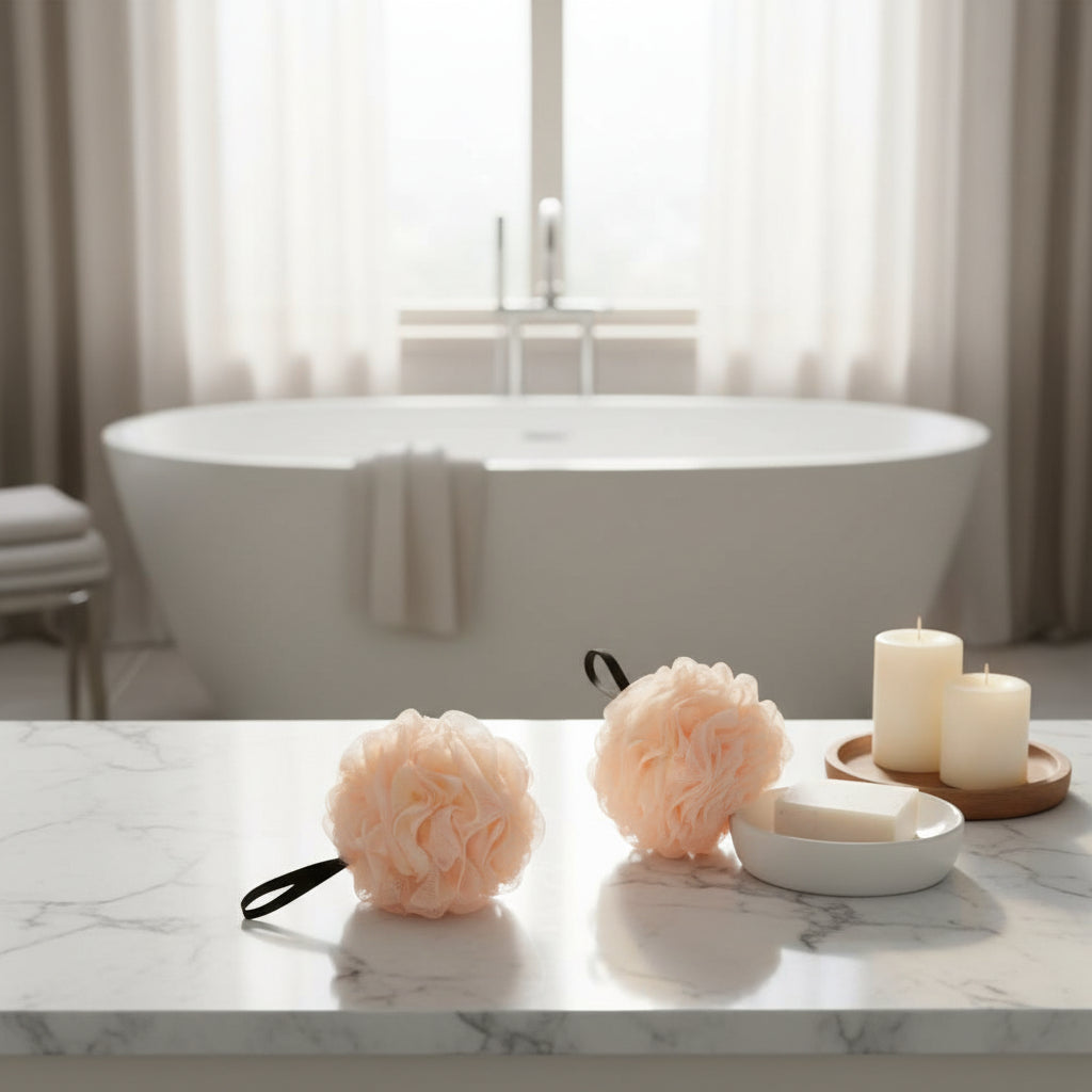 Large Bath Sponge Loofah Set – Mesh Shower Scrubber Bath Ball