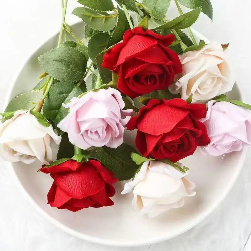 Artificial Rose Flower Stems – Realistic Red Roses for Home & Wedding Décor