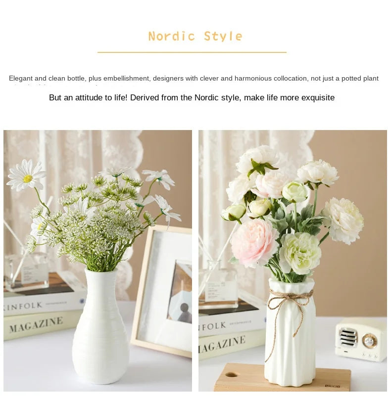 Modern Silver Plastic Vase – Elegant Decorative Flower Vase for Home & Office