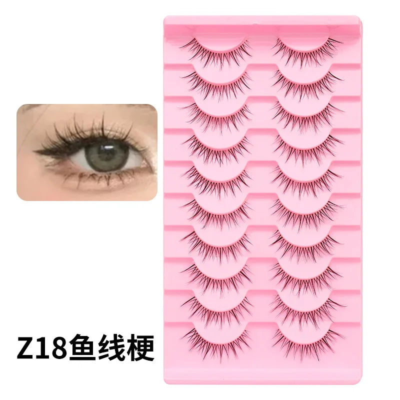 10 paires de cils naturels – Cils manga en bande complète, maquillage – Vente en gros, dropshipping, extensions de cils, faux cils style anime
