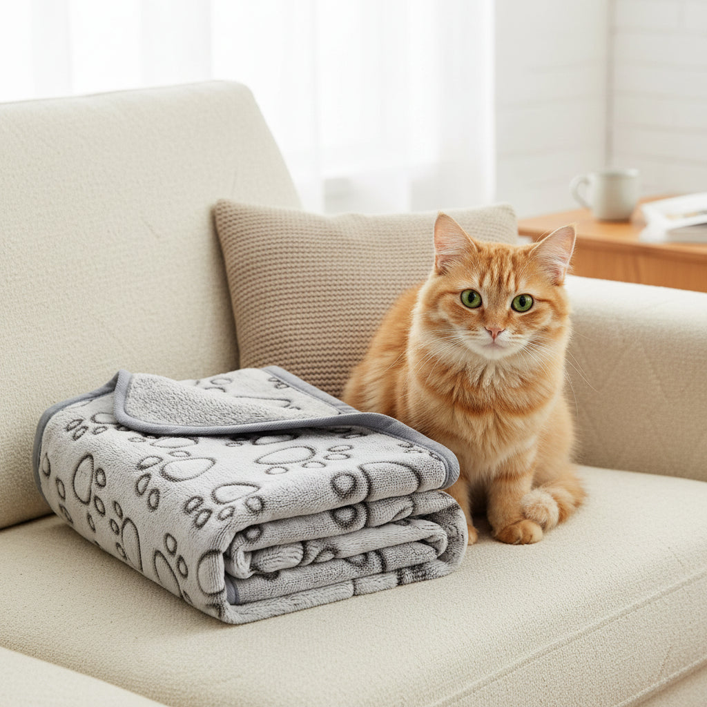 Soft Fluffy Pet Blanket – Cute Cartoon Warm Blanket for Dogs & Cats