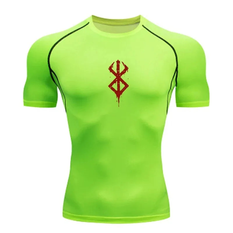 T-shirt de compression à manches courtes pour homme, haut de sport, séchage rapide, respirant, vêtements de fitness MMA, blanc et noir, été