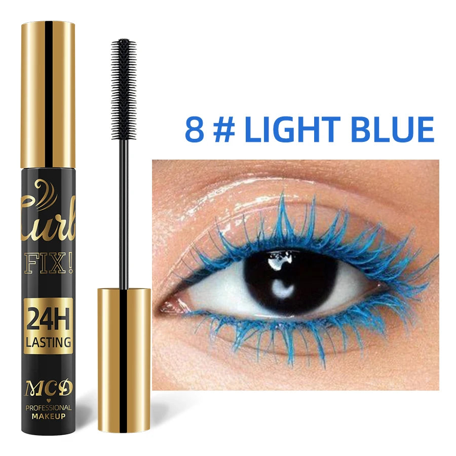 Mascara 5D waterproof vibrant 9 couleurs longue tenue recourbant bleu, vert, noir extensions cils