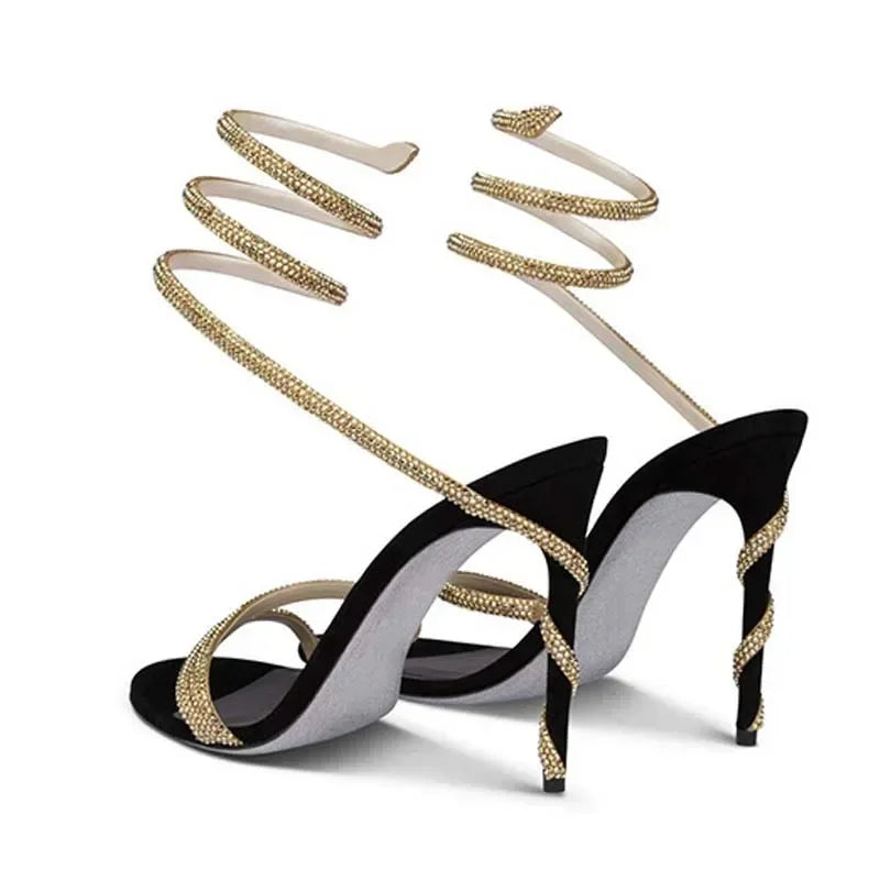 « Sandales Femme– Talon Stiletto, Strass & Ouvertes »