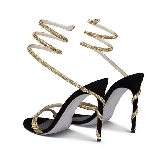 « Sandales Femme– Talon Stiletto, Strass & Ouvertes »