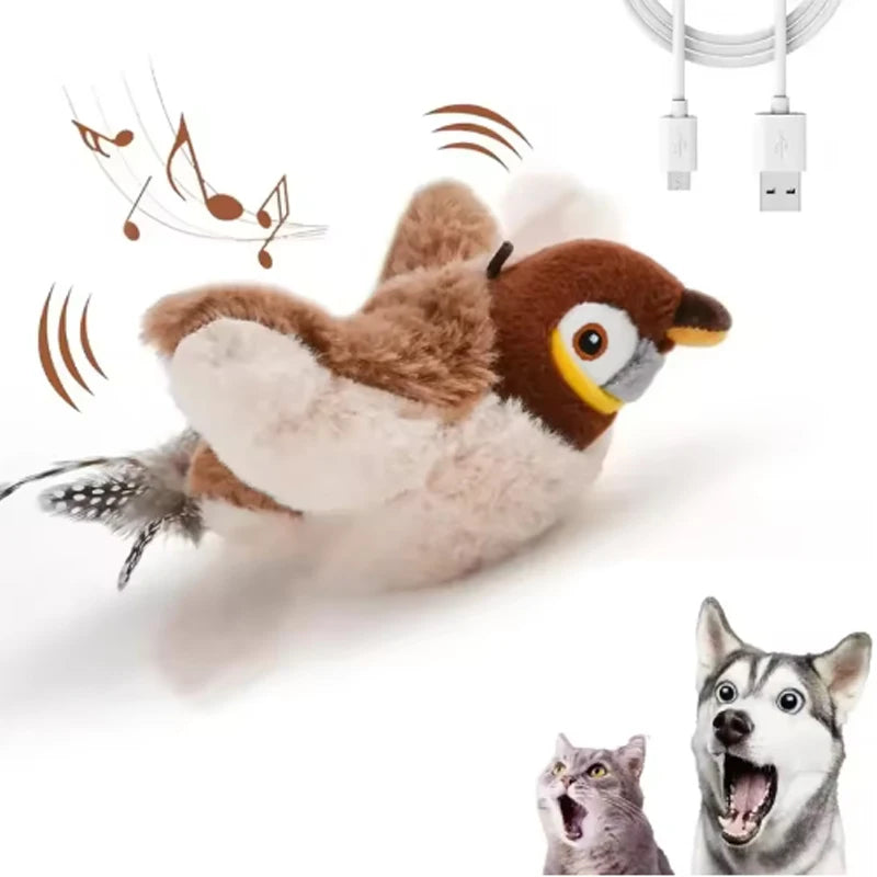 Rechargeable Interactive Flapping Bird Cat Toy with Catnip