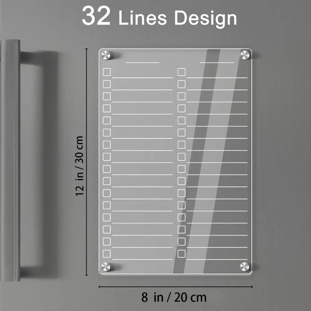 Magnetic Acrylic Weekly Planner for Fridge – Reusable Transparent Calendar Board