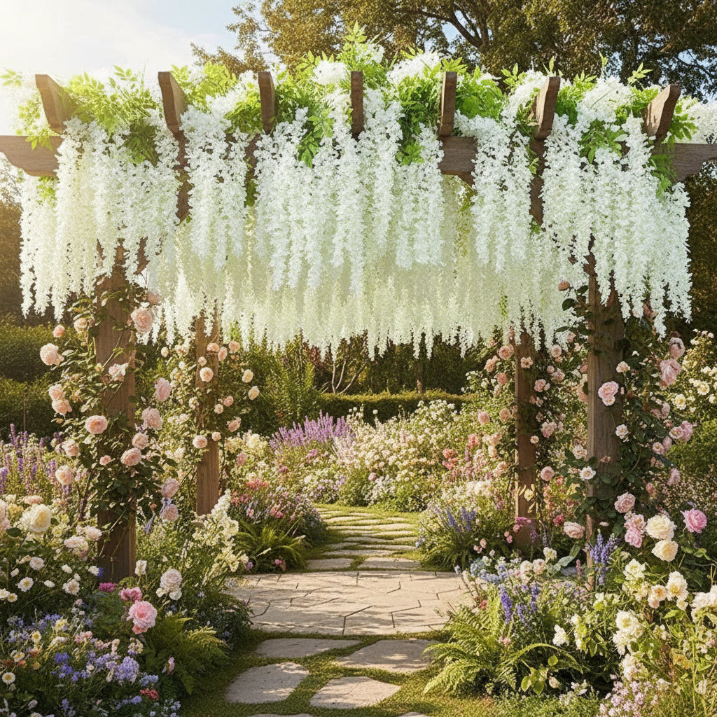 12PCS Artificial Wisteria Vine Flowers – Hanging Silk Floral Garland Set