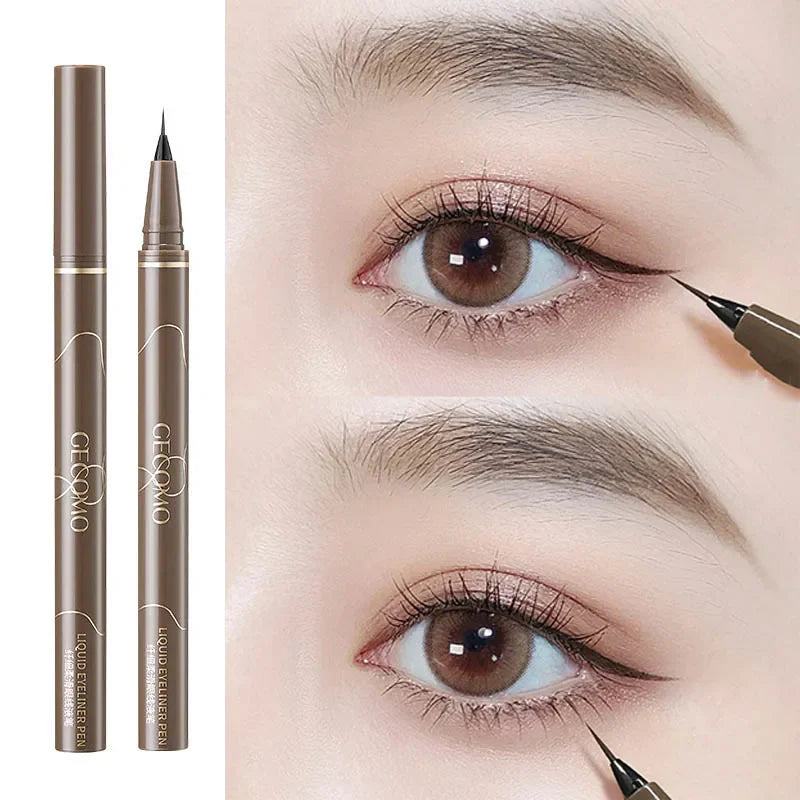Eyeliner Pen Noir & Marron Ultra Fin — Spécial Cils Inférieurs, Waterproof, Longue Tenue, Application Douce et Précise, Effet “Aegyo-sal” (Yeux Soyeux), Outil de Maquillage Professionnel