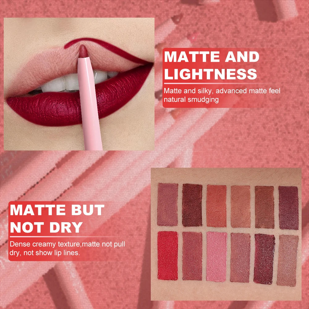 Lot 6 Crayons à Lèvres – Couleur Intense et Tenue Longue