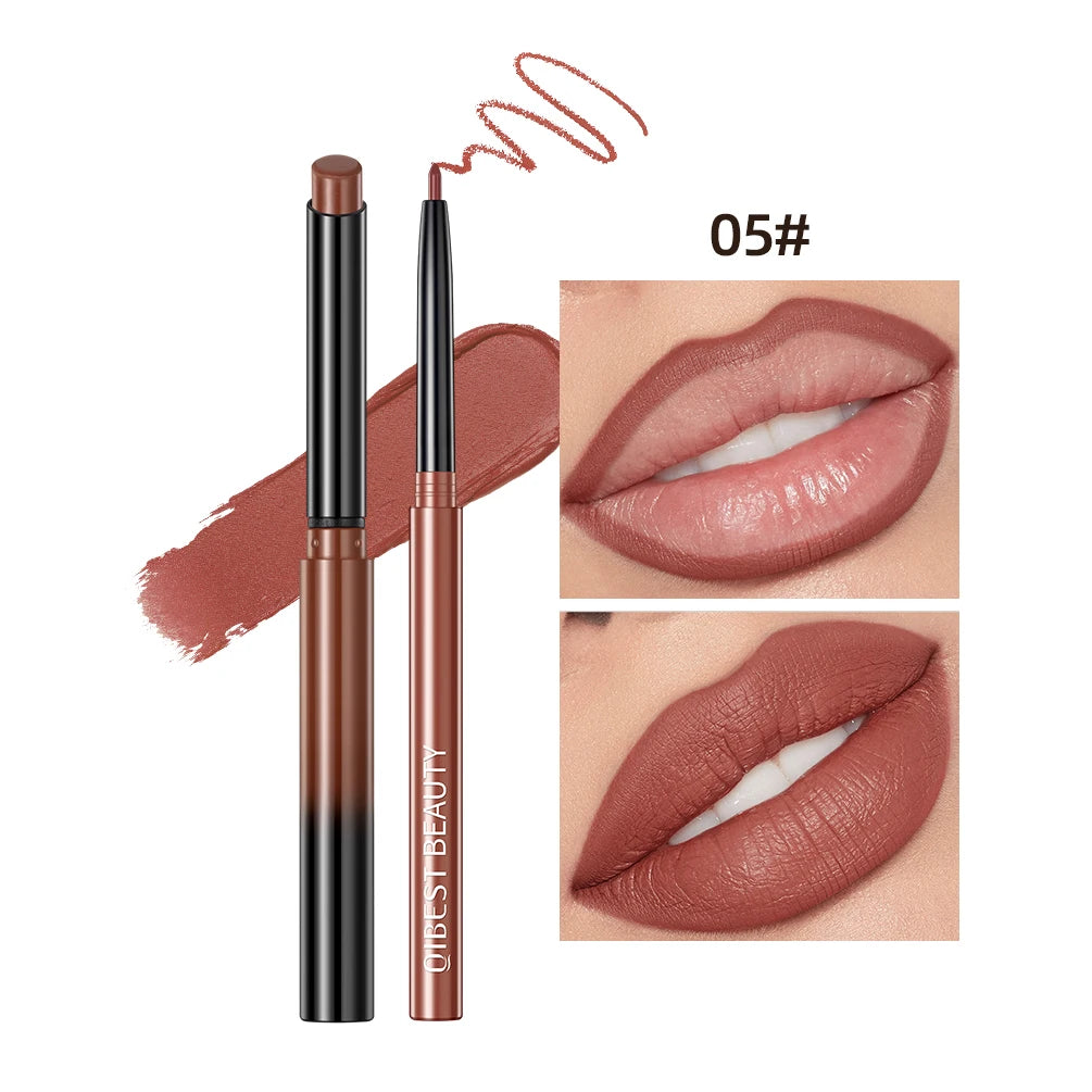 Set  2 pièces crayon rouge à lèvres et contour mat nude waterproof longue tenue maquillage lèvres femme