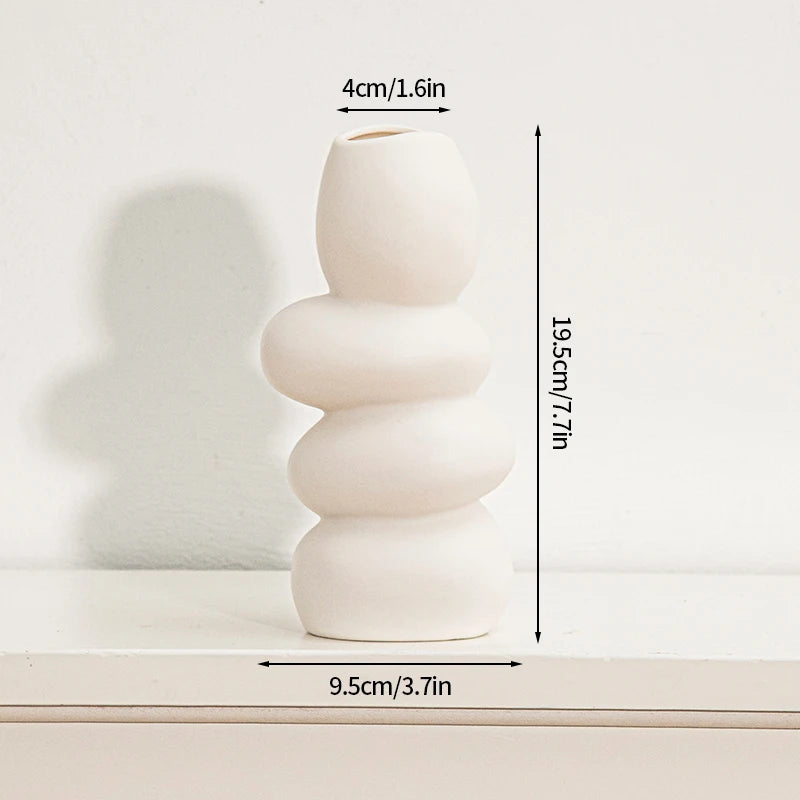 Modern White Decorative Vase – Minimalist Flower Vase for Home & Table Decor