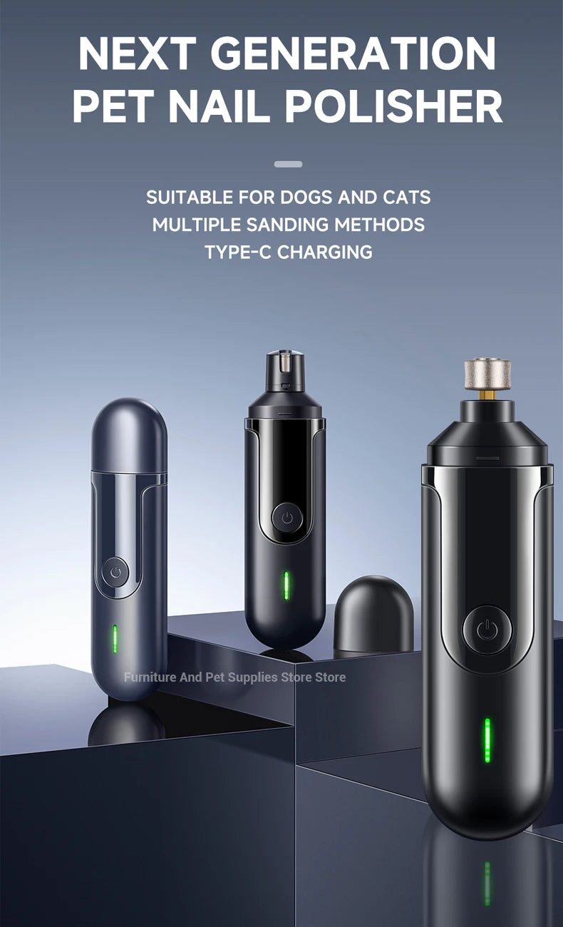 USB Rechargeable Electric Pet Nail Grinder – Nail Trimmer & Polishing Tool for Dogs & Cats