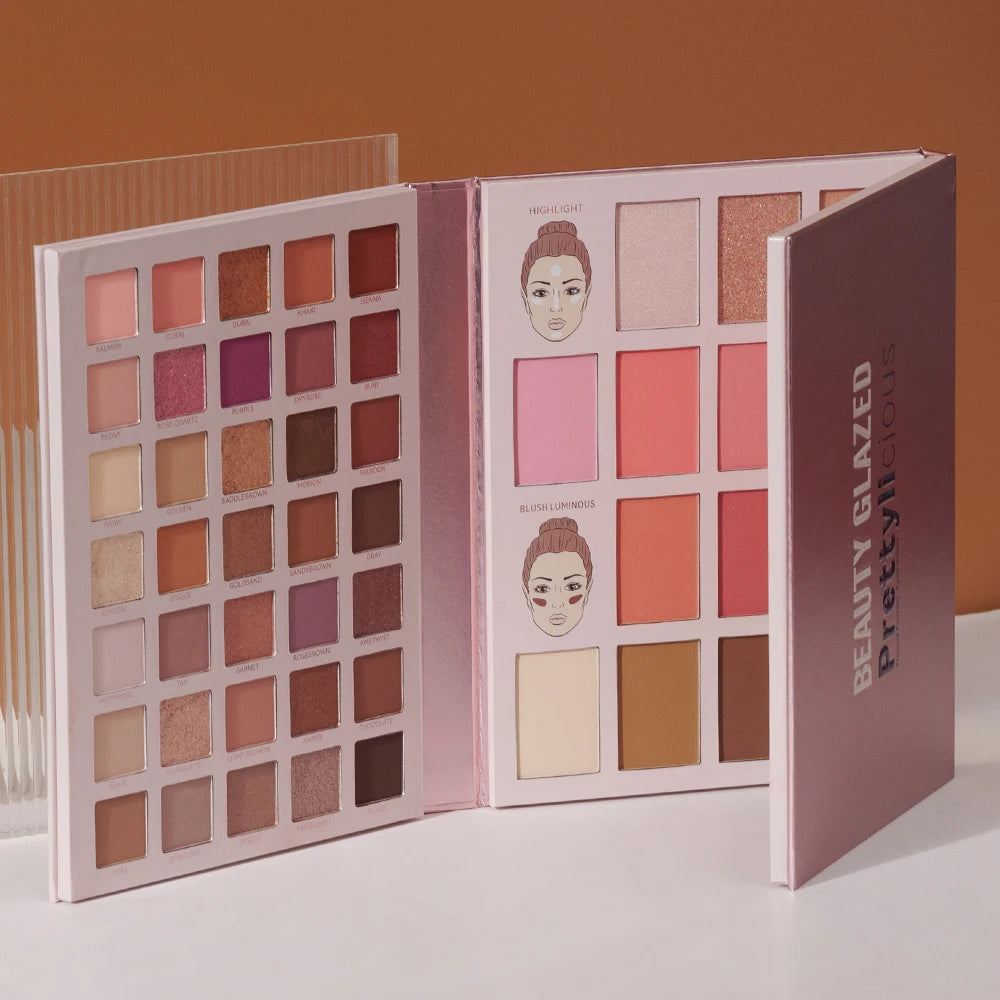 Palette fards à paupières  84 couleurs, longue tenue, waterproof, scintillante, highlighter, contouring, blush, 4-en-1 maquillage
