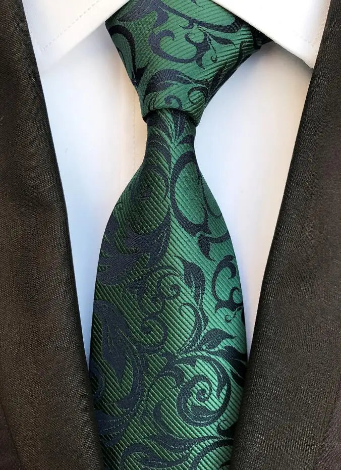 Cravate Homme en Soie 8 cm – Motif Floral Vert et Bleu, Jacquard, pour Costume, Mariage, Fête, Affaires, Cravate Formelle et Cadeau