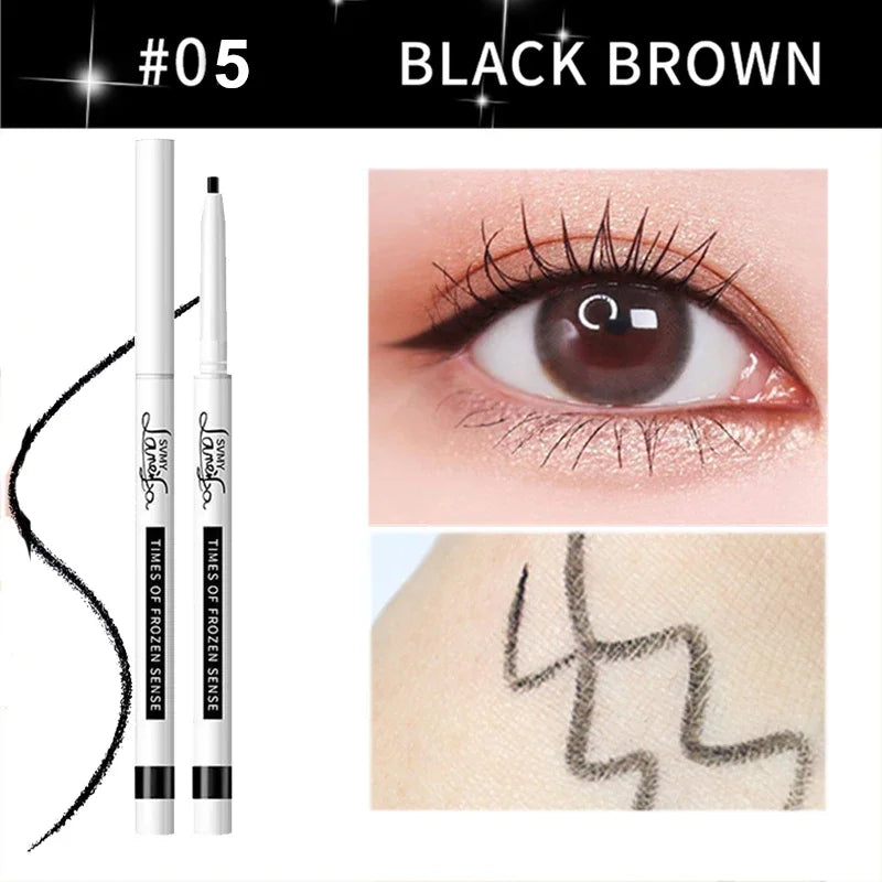 Crayon Gel Eyeliner Étanche – Mat, Silkworm, Marron et Noir, Longue Tenue, Anti-Bavure, Séchage Rapide, Maquillage des Yeux