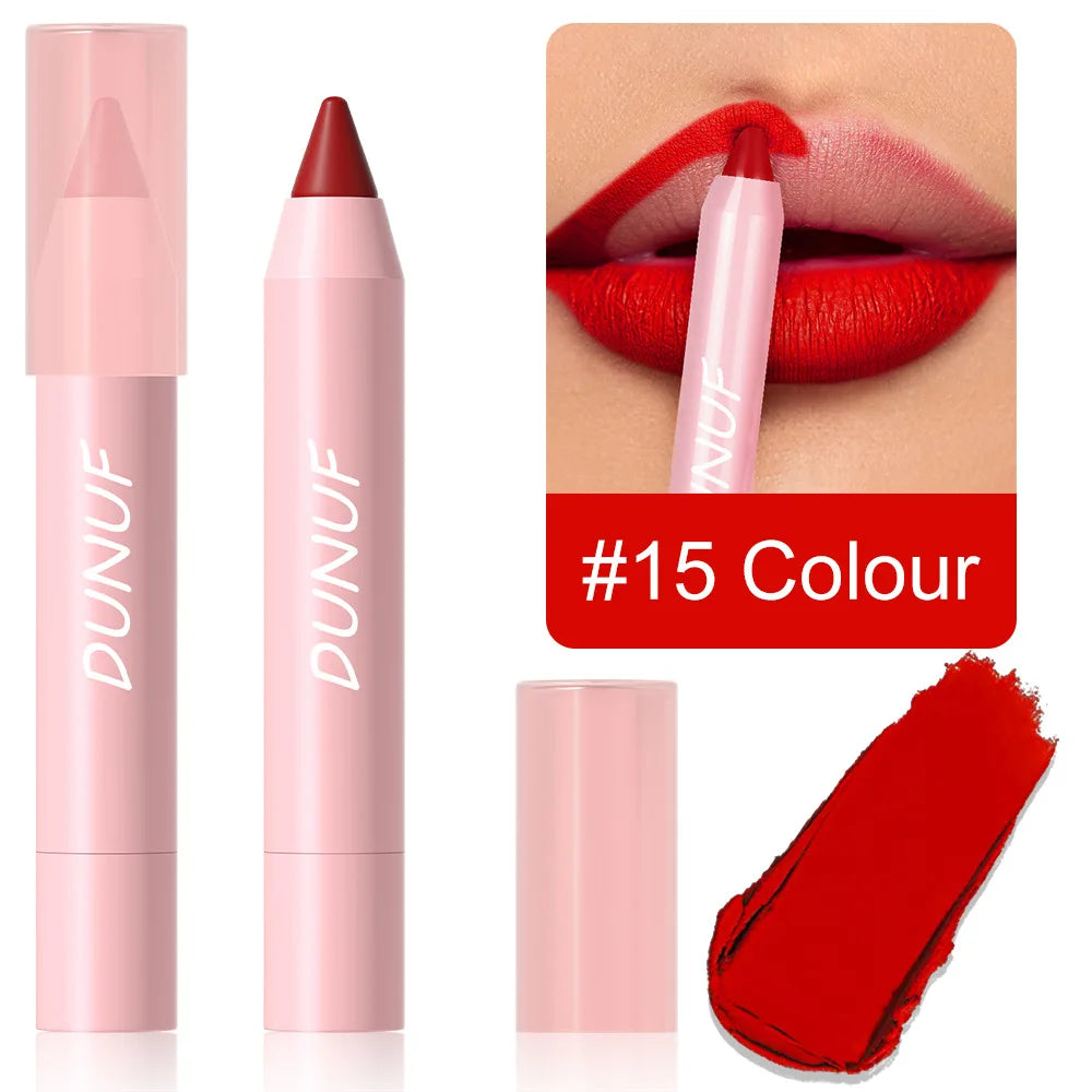 Crayons rouges à lèvres 18 couleurs – Finition mate et waterproof | Teintes rouges sexy et durables | Ne colle pas aux tasses | Crayons contour et maquillage des lèvres