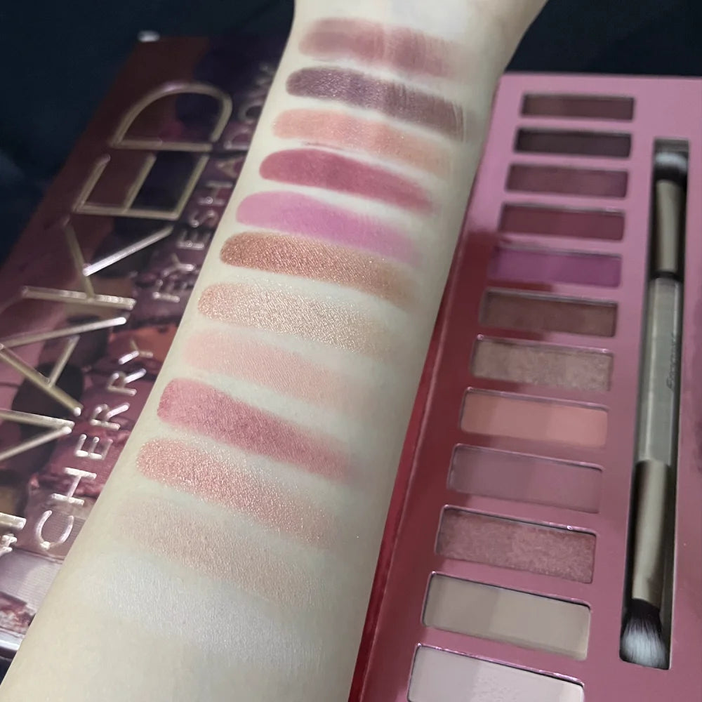 Palette fards à paupières 12 couleurs, longue tenue, facile à appliquer, tons bruns et roses