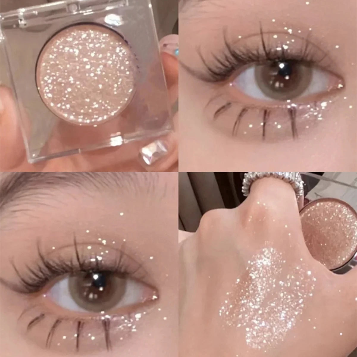 Ombre à paupières mono-couleur nacrée aux tons terreux, longue tenue, waterproof, pailletée, pour les yeux, poudre pressée, maquillage cosmétique