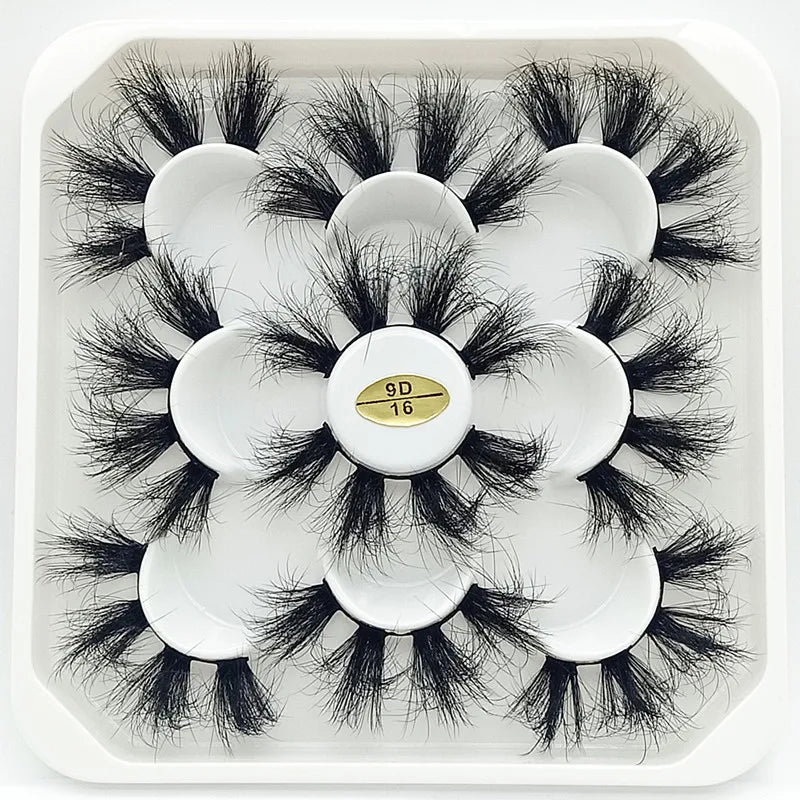 Lot de **5 paires de faux cils 3D Mink 25 mm** — effet russe volumineux et dramatique, texture moelleuse et naturelle, parfaits pour le maquillage professionnel ou quotidien.