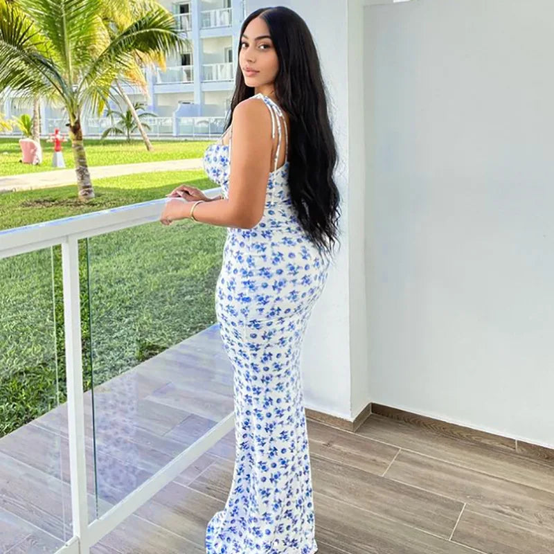 Robe Longue Élégante à Imprimé Floral