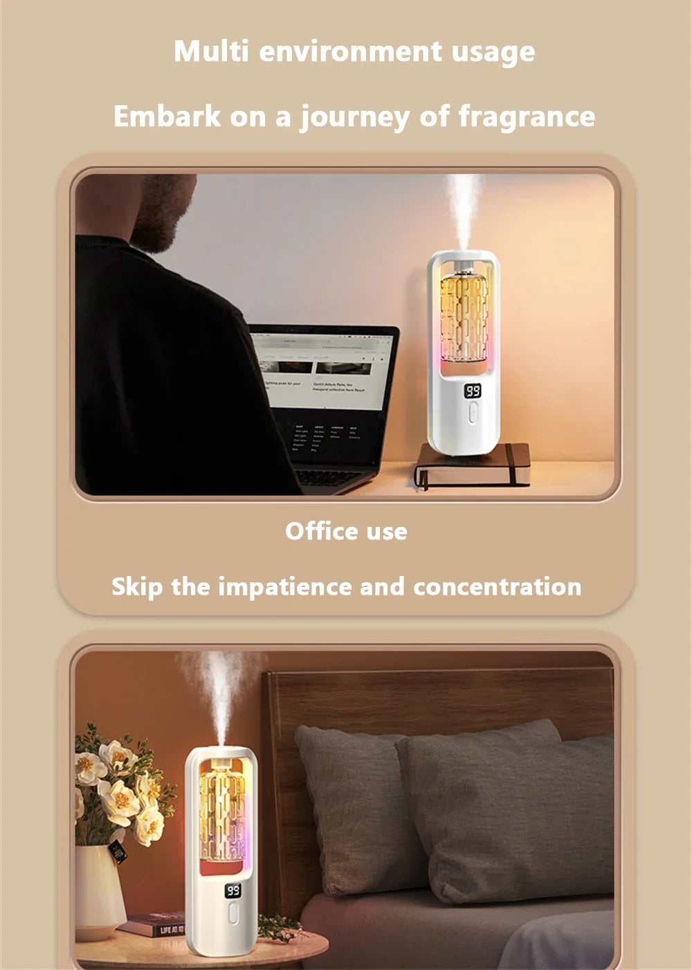 Essential Oil Aroma Diffuser – Fragrance Humidifier & Air Freshener for Home and Office