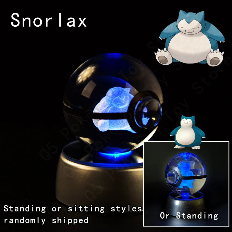3D Pokémon Crystal Ball Night Light – Pikachu, Gengar & Mewtwo LED Glass Lamp