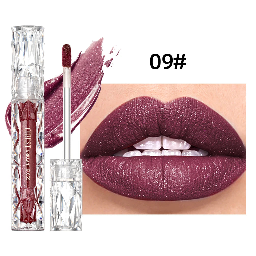 Rouge à Lèvres Liquide Diamant – Hydratant, Longue Tenue, Violet Scintillant, Waterproof, Mat et Pailleté, Maquillage des Lèvres