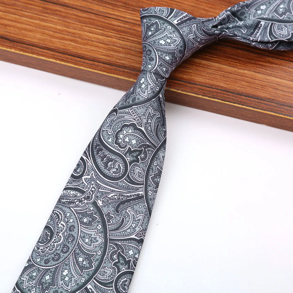 « Cravate Homme 8 cm – Imprimé Paisley & Floral »