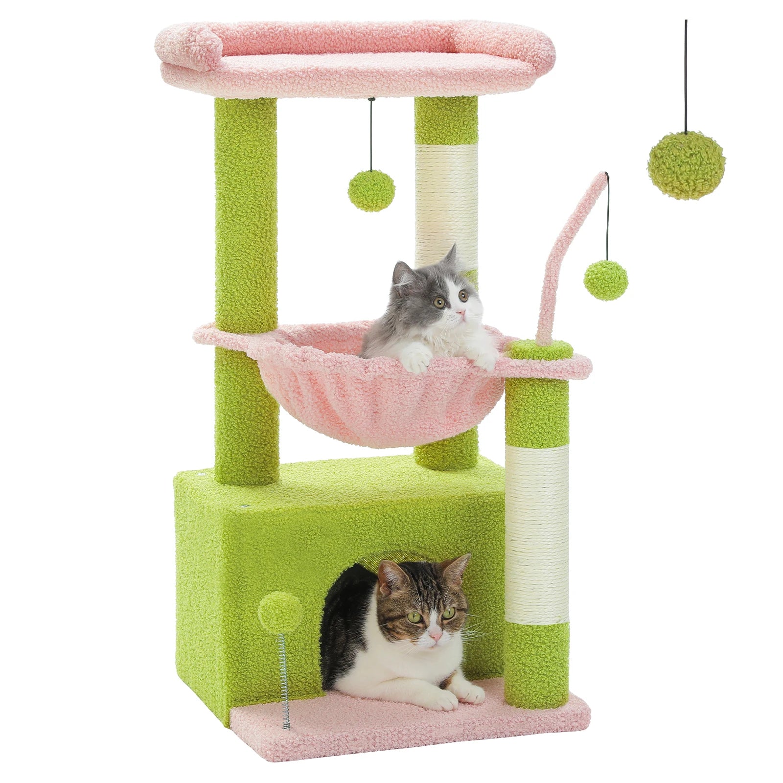 4-in-1 Cat Tree – Cat Condo, Hammock, Scratching Post & Top Perch
