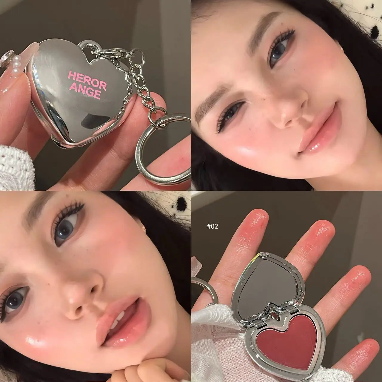 Fard à Joues Crème Brillante — Teinte Rose Naturelle pour Joues et Lèvres, Hydratant, Illuminateur Non Gras, Formule en Pâte en Forme de Cœur