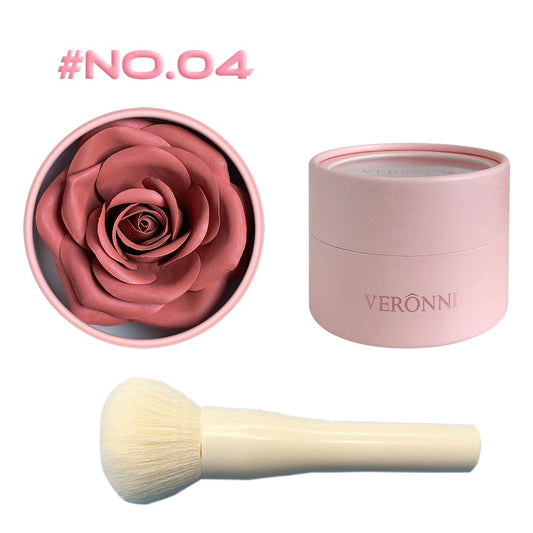 Set 2 blush pétale avec pinceau – Maquillage longue tenue pour le visage, fini mat et scintillant, couvrance légère – Pour joues et effet highlight