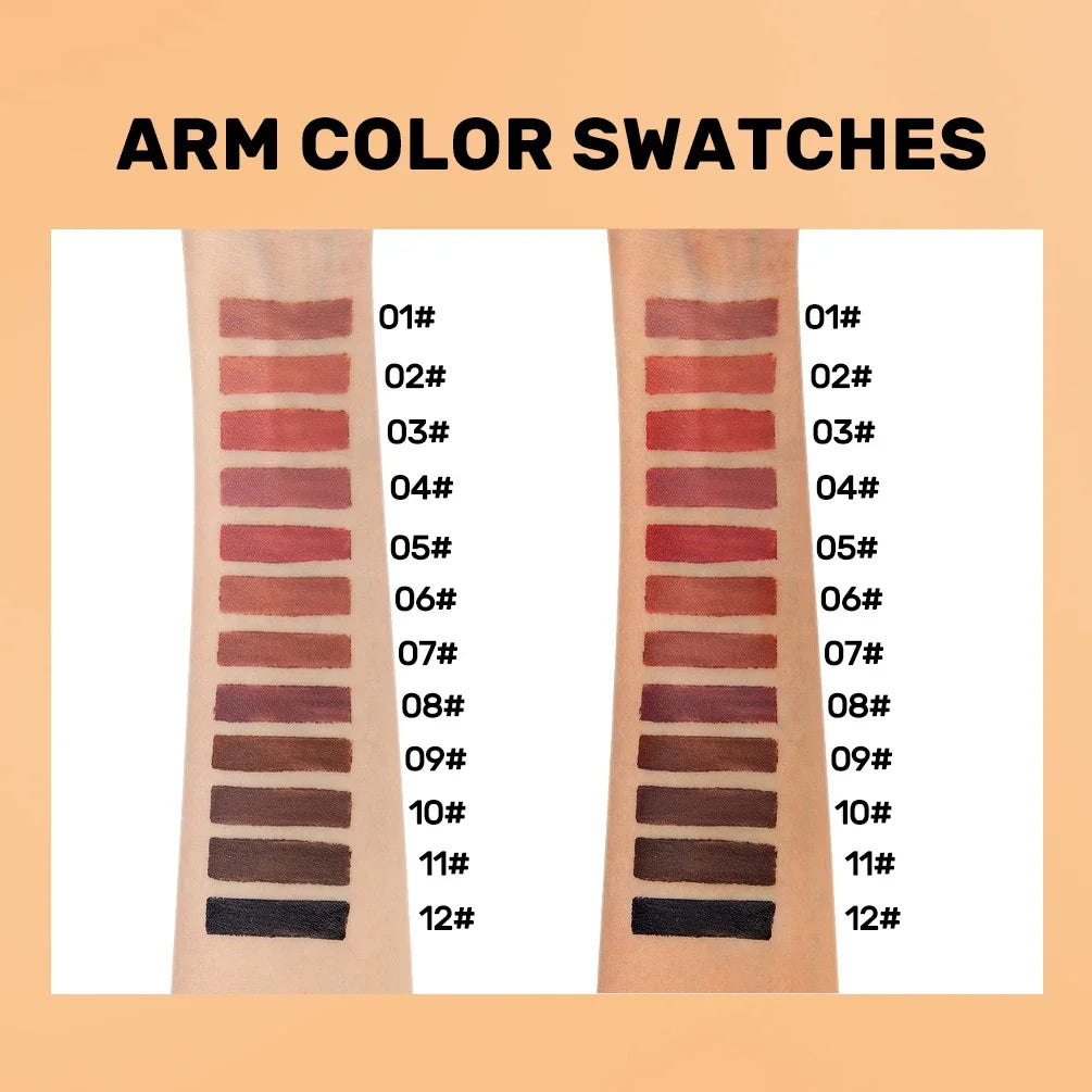 Crayon à Lèvres Double-Embout & Pinceau 2-en-1 – Mat, Contour et Teinte, Longue Tenue, Nude et Noir, Maquillage des Lèvres