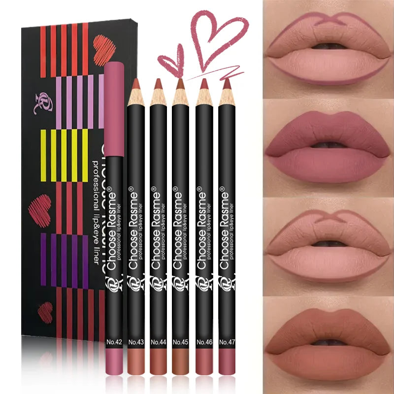 Crayon à Lèvres Repulpant 6 Couleurs – Texture Douce et Soyeuse, Couleurs Riches et Lumineuses, Waterproof, Format Portable