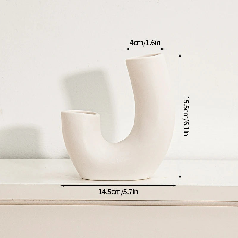 Modern White Decorative Vase – Minimalist Flower Vase for Home & Table Decor
