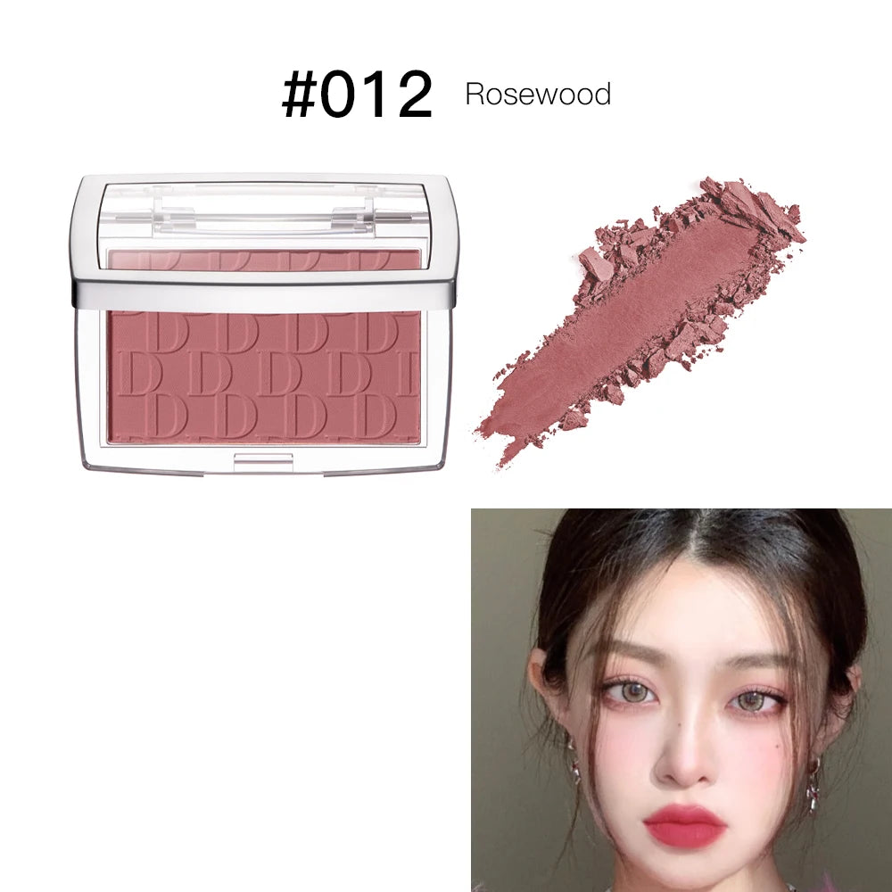 Palette de Blush Mat Embossé — Teinte Rosée, Poudre Blush Visage, Haute Pigmentation, Rose Corail pour Joues, Texture Lisse, Cosmétiques