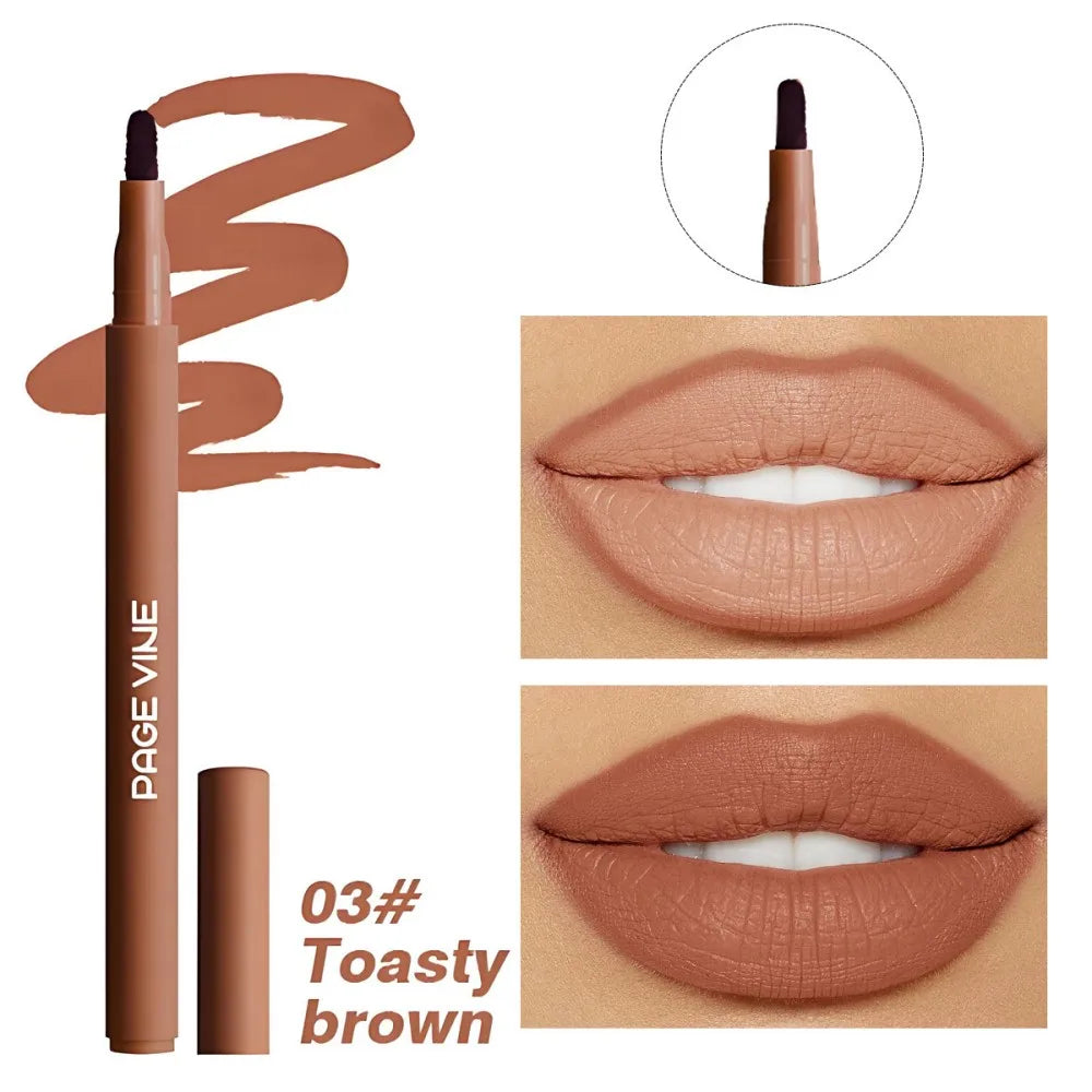 Crayon à Lèvres Velours Marron – Nude Mat, Waterproof, Anti-Transfert, Contour Cerise Rouge, Maquillage des Lèvres pour Femmes