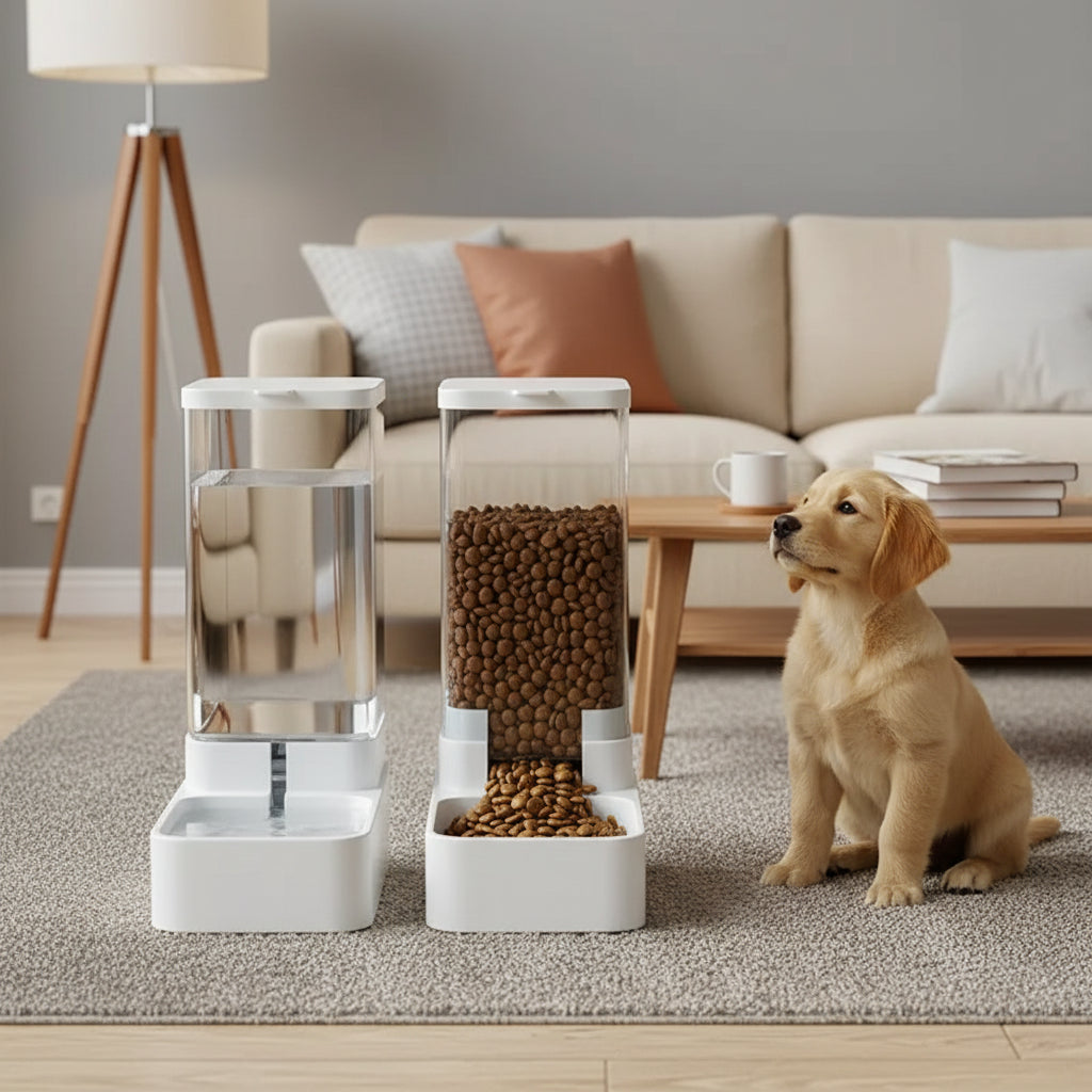 Automatic Pet Feeder & Water Dispenser – Gravity Food and Water Station