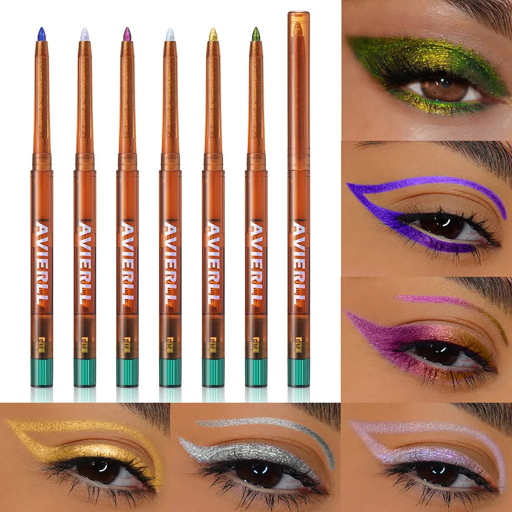 Set 6 crayons gel eyeliner caméléon – métalliques, waterproof, effet scintillant, longue tenue, fard à paupières Vagen
