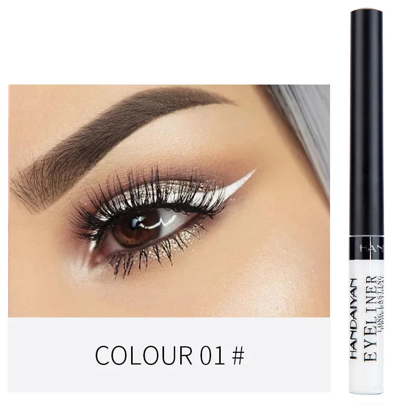 Eyeliner Néon UV — stylo liquide waterproof, fini mat, couleurs vives jaune, rouge et violet, maquillage yeux