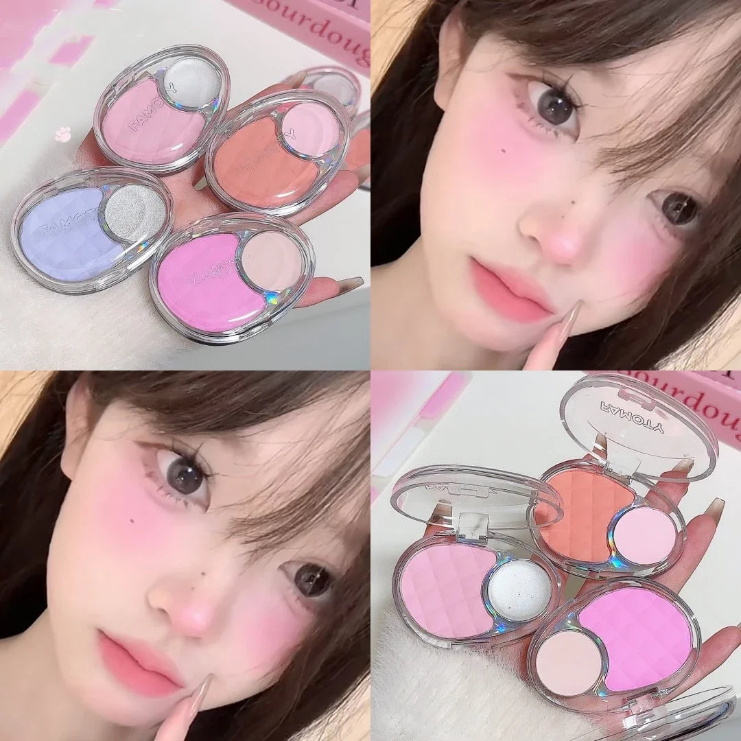 Palette Blush Éclaircissante et Brillante — Fard Velours Mist, Highlighter, Fini Mat et Pailleté, Ombre pour Contour des Joues