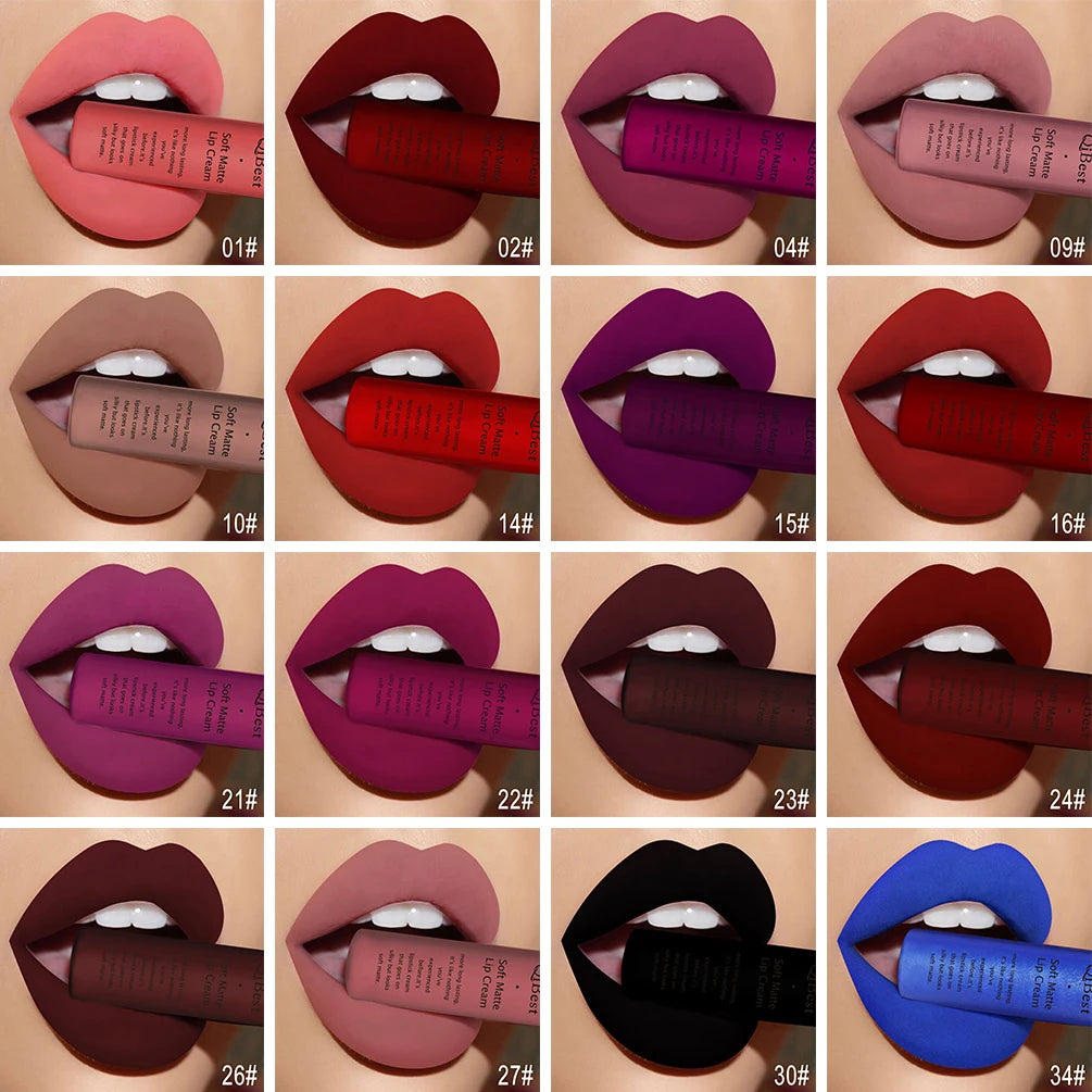 Gloss à lèvres liquide mat en velours – Rouge à lèvres brillant sexy, teintes rouges et nude, waterproof, longue tenue, maquillage pour femmes