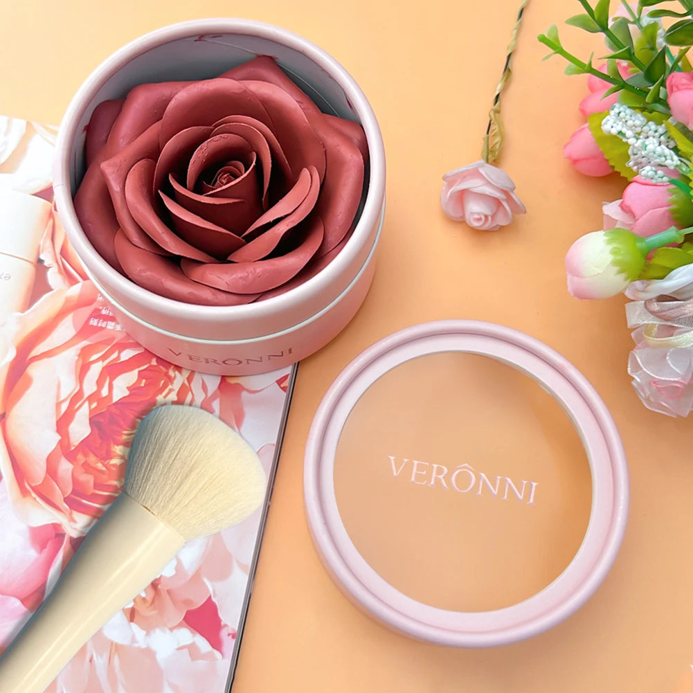 Set 2 blush pétale avec pinceau – Maquillage longue tenue pour le visage, fini mat et scintillant, couvrance légère – Pour joues et effet highlight