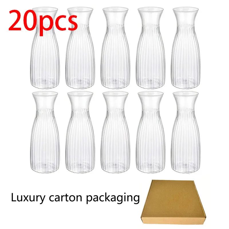 Clear Striped Decorative Vase – Modern Flower Vase for DIY Arrangements & Table Decor